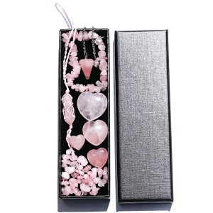 Rose Quartz Natural Stone 7 Pcs Therapy Gift Set